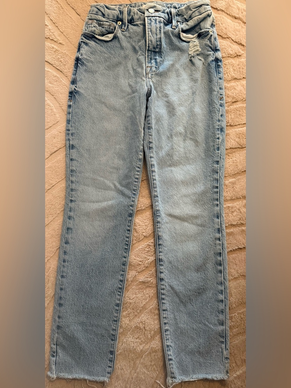 Good American Light Blue Ankle Crop Jeans